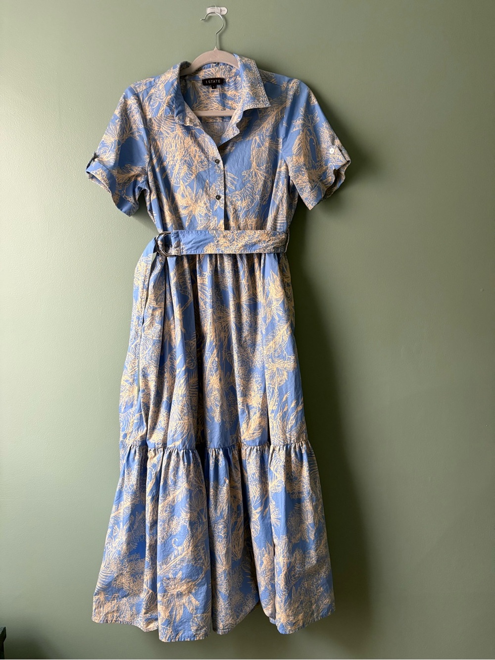 1. State Blue & Cream Botanical Maxi Shirt Dress